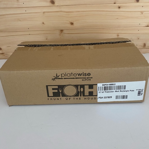 Front Of The House Platewise Rectangular Mod Plate 12” x 9” Bamboo Case of 6 - Picture 3 of 11